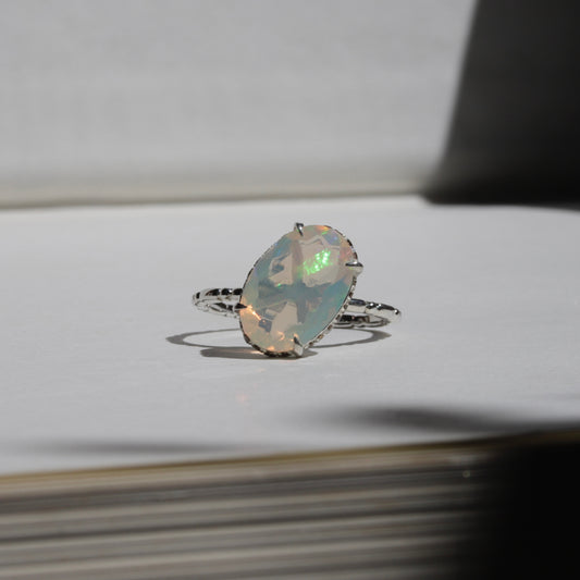 SLANT PAVE Ring #opal